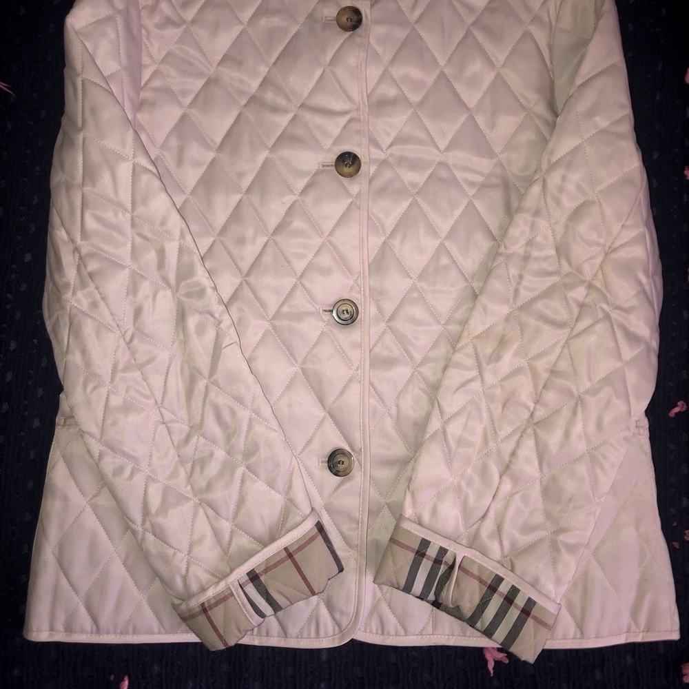 Burberry Light Pink Button-up Quilted Coat